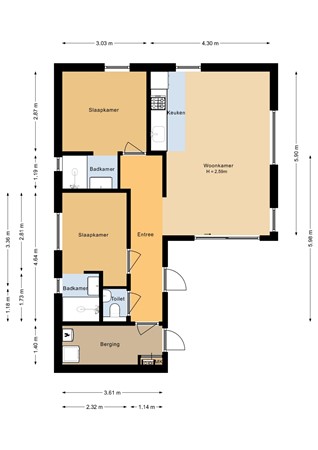 Floorplan - Zeedijk 24-407, 4504 PN Nieuwvliet